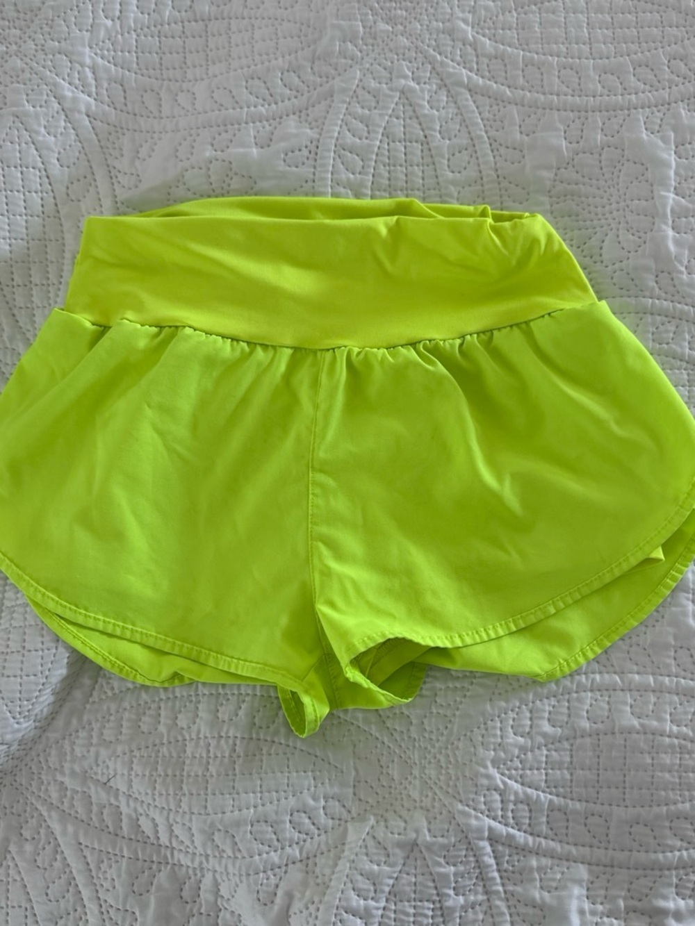 SHEIN Neon Lime High-Waist Athletic Shorts